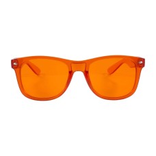 Oranje bril met gekleurde glazen